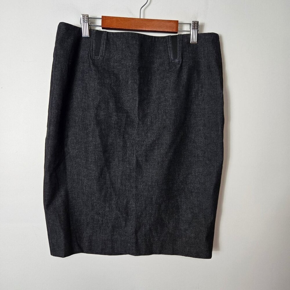 Vince Size 10 Pencil Skirt Charcoal Gray Chambray Stretchy Career